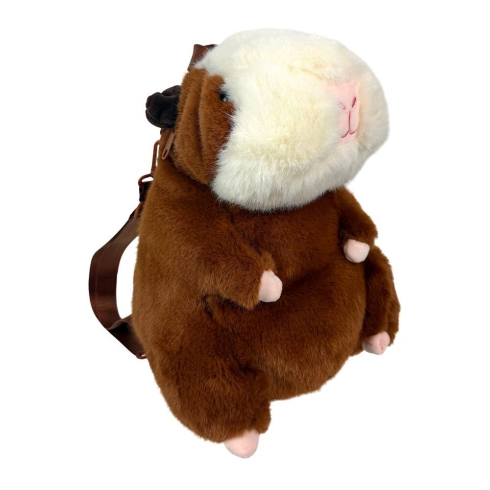 Women's Hamster Backpack Purse Brown Plush Mini Animal Bag Polyester 9 In